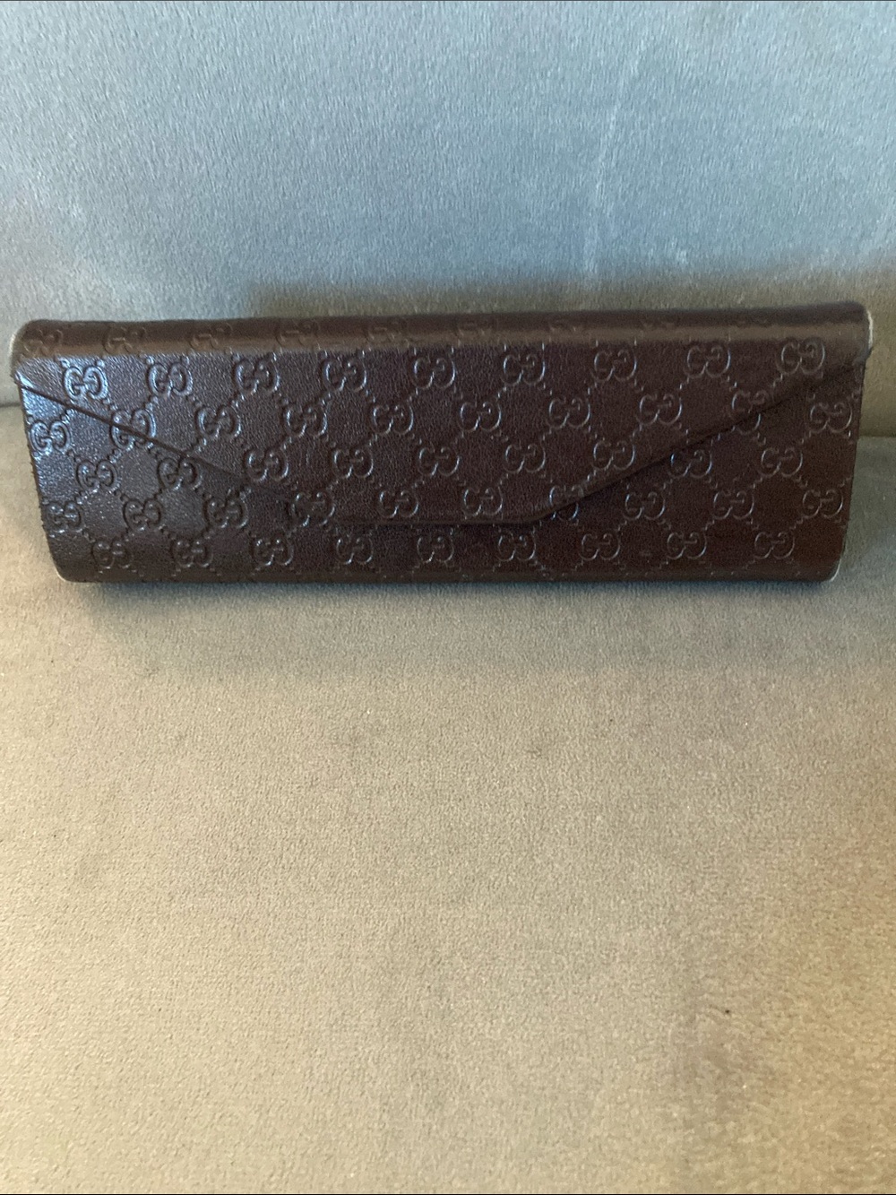 Gucci Dark Brown Embossed GG Leather Eyewear Case
